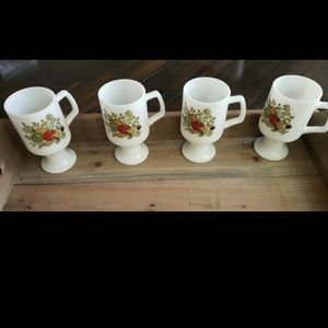 vintage Corning spice of life footed mug lot of 4